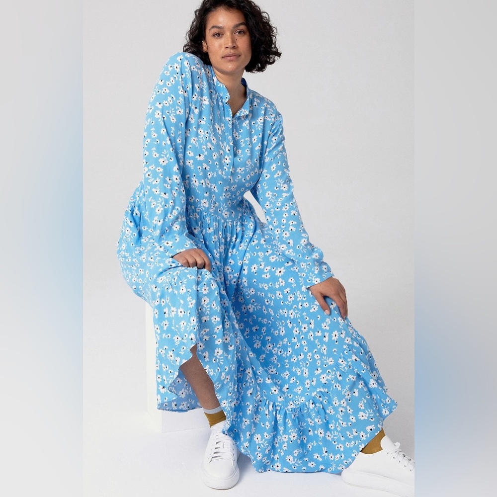 Anthropologie Blue Floral Dress